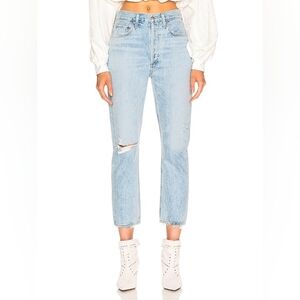 Agolde Riley High Rise Straight Crop Jeans in Shatter wash Size 25